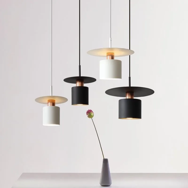 

Modern Minimalist Bedroom Bedside Pendant Light E27 Black White for Master Bedroom Living Room Nordic Single Head Hanging Lamp