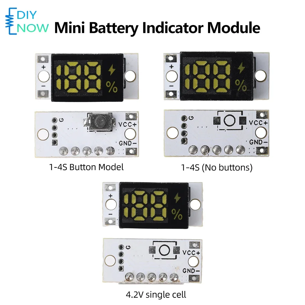 Mini Battery Level Indicator Module 1S 2S 3S 4S Series Compatible Lithium Battery Percentage Display Ultra Compact Design