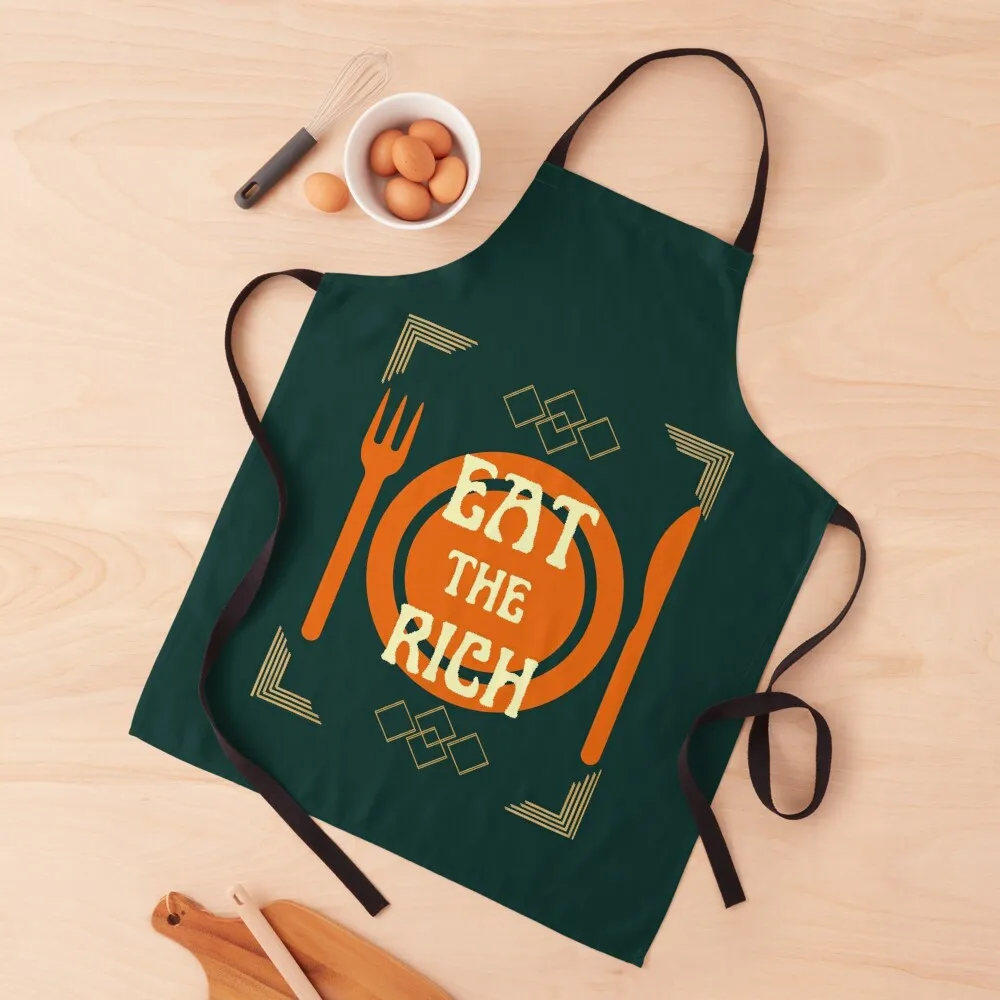 

EAT THE RICH, (White Text) Apron Home and kitchen products Kitchens Men Salon women's work Apron