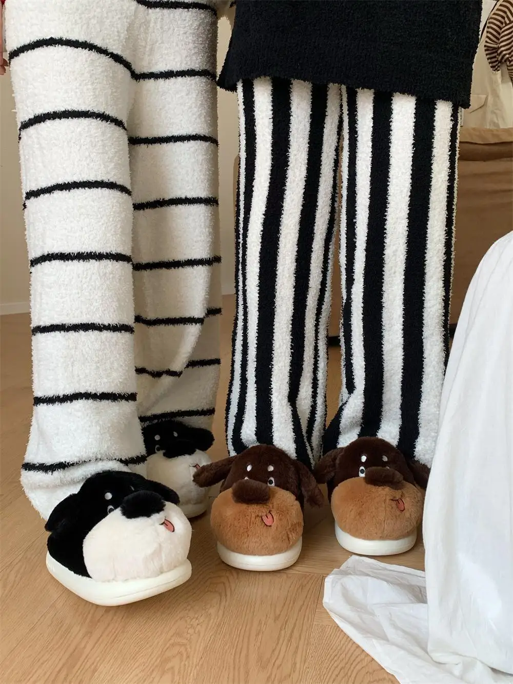 Cute Dog Cotton Slippers For Men And Women Cute Winter Home Slippers Indoor Warm And Anti Slip Couple Fur Slippers Shoes