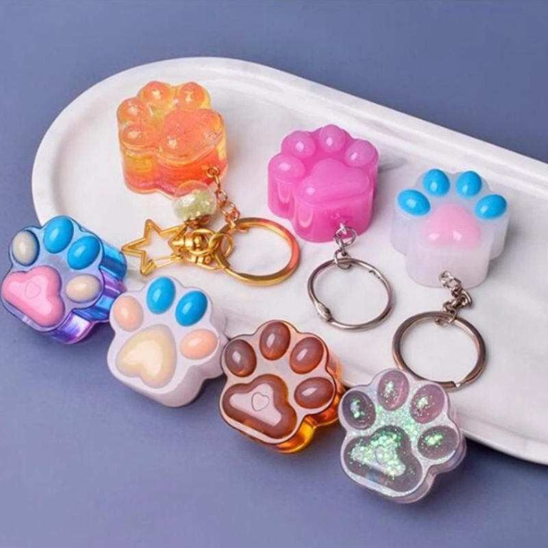 Love Heart for Cat Paw Light Bulb UV Crystal Epoxy Mold Keychain Pendant Resin Silicone Mould DIY Crafts Ornaments Casting Tools