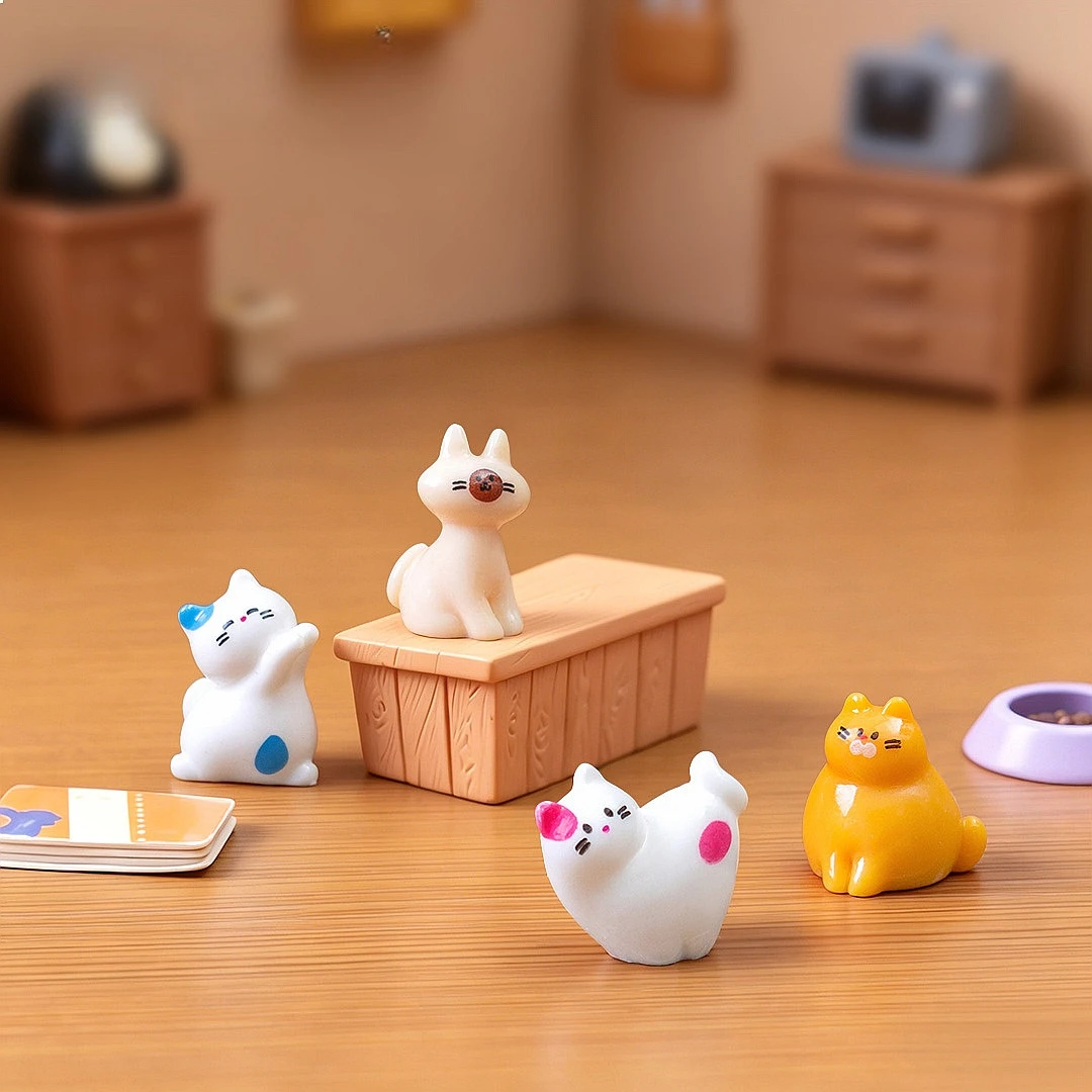 

100pcs Wholesale 3D Resin Cute Animals Mini Cat Home Decoration DIY for Fairy Garden Landscape Dollhouse Accessories