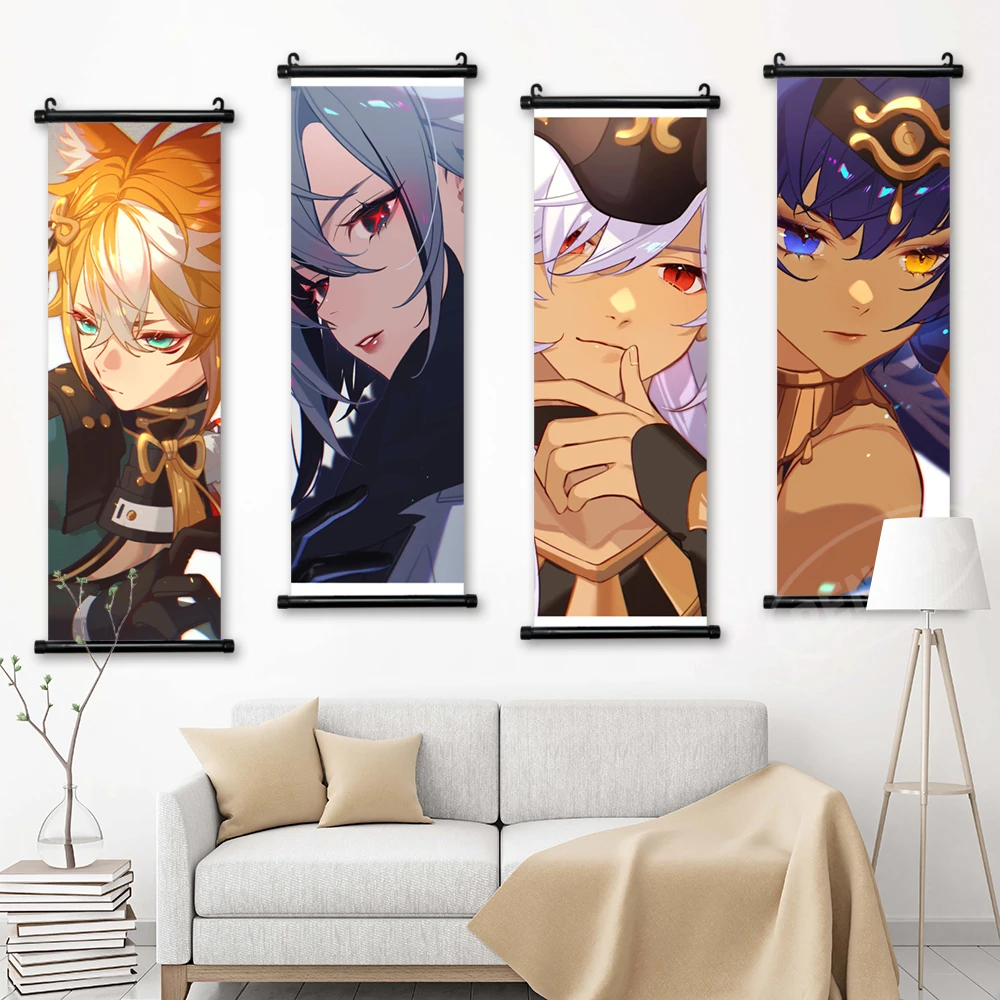 Wall Art Genshin Impact Canvas Pictures Albedo Painting Print Yelan Poster Sangonomiya Kokomi Hanging Scrolls Anime Home Decor