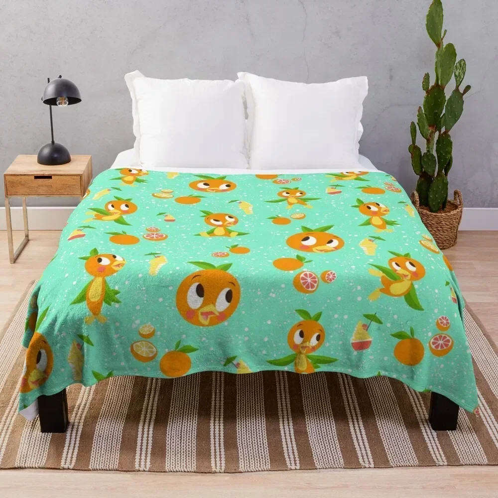 Orange Bird with Dole whip Throw Blanket Nap Plush Soft Big Blankets