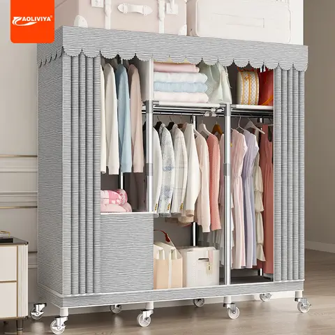AOLIVIYA 코트 랙 옷장 침실 용 의류 보관 간단한 기숙사 임대 방진 A2 조립
