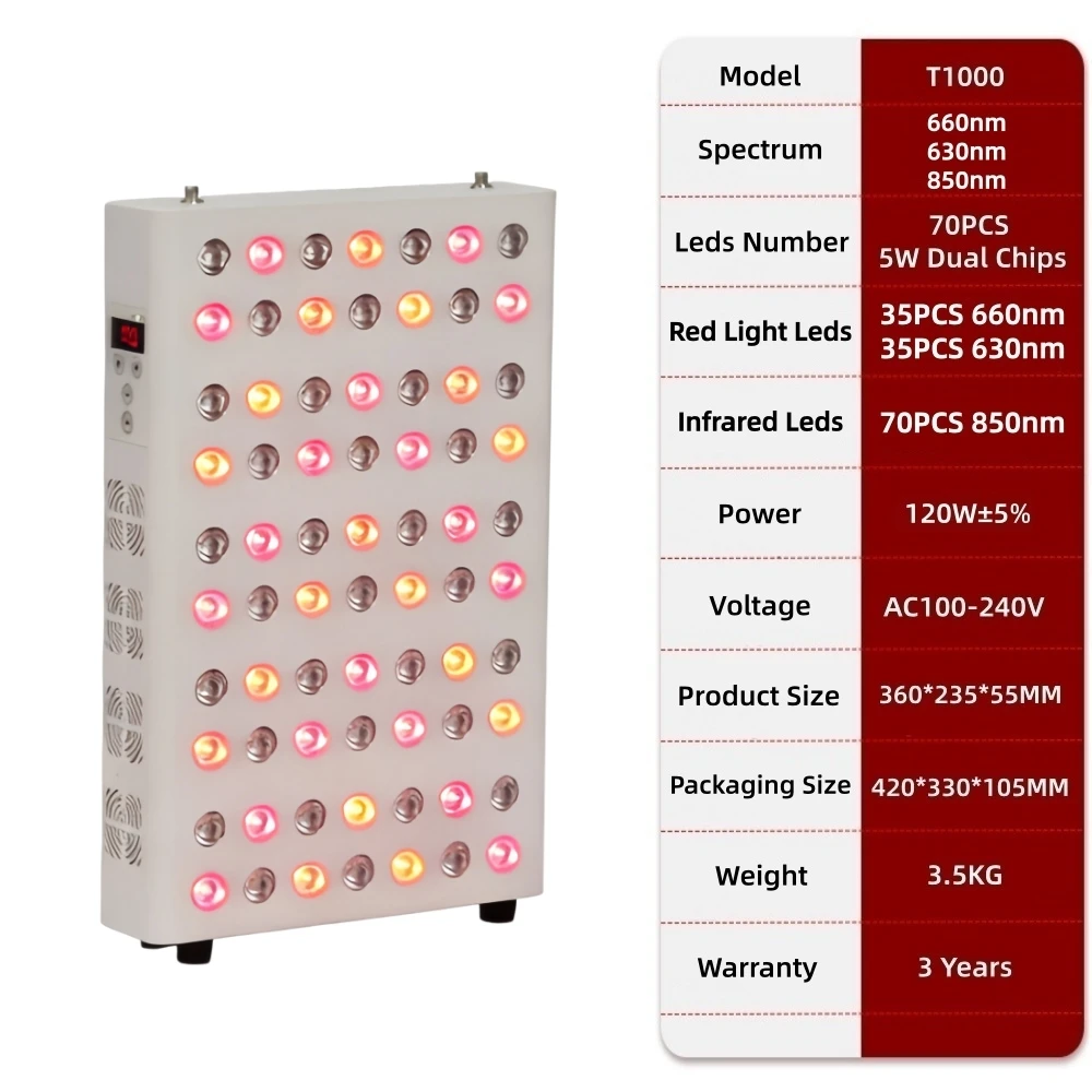EU Stekker 630nm 660nm 850nm Near Infrared Therapie Licht LED Beauty Apparaten Dubbele chips LED Rood Licht Therapie Paneel Voor Gezicht & Lichaam