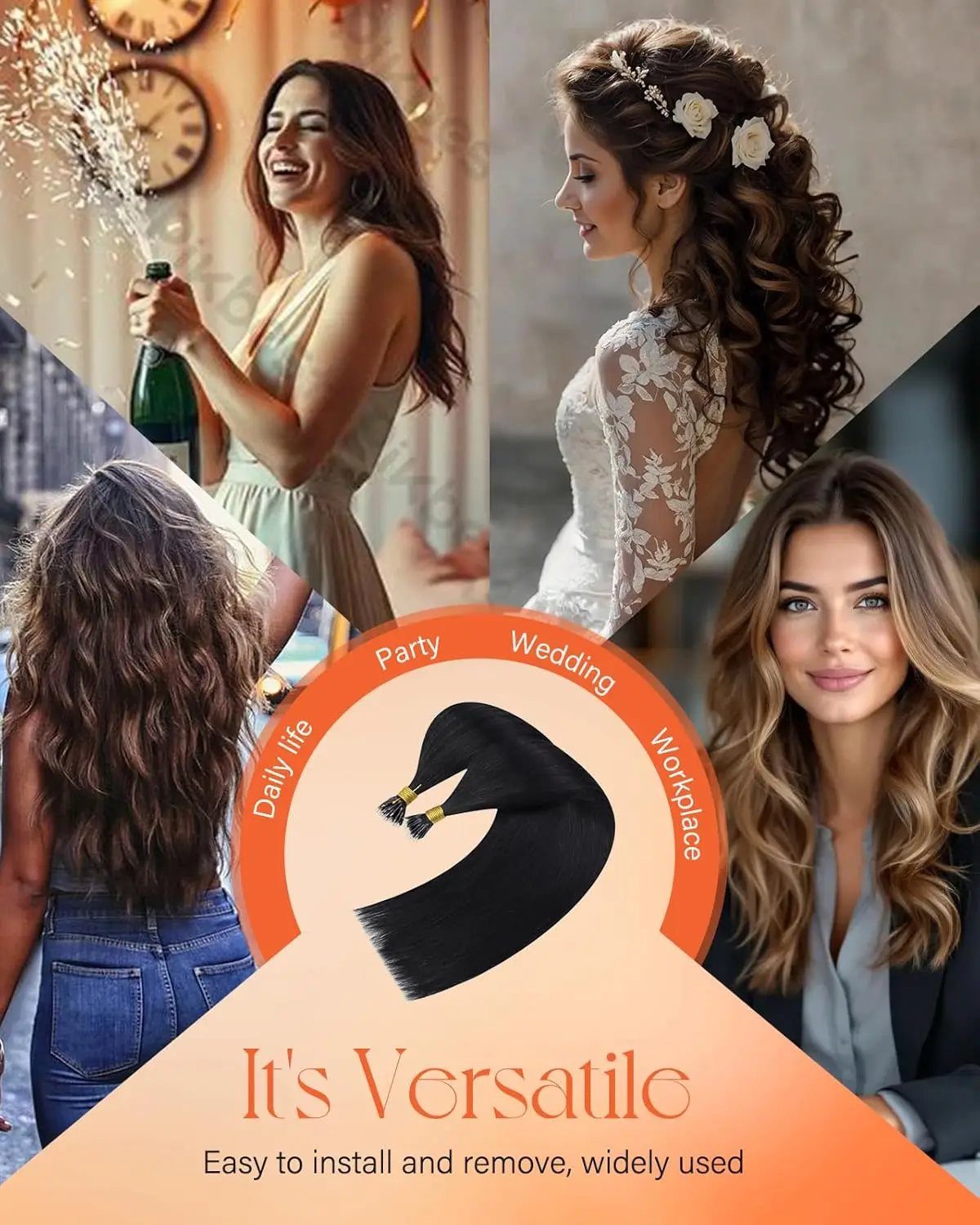 VeSunny حلقة نانو وصلات شعر شعر بشري أسود نانو ملحقات شعر بشري حقيقي طويل الأمد 50 جرام شعر ريمي مستقيم حريري