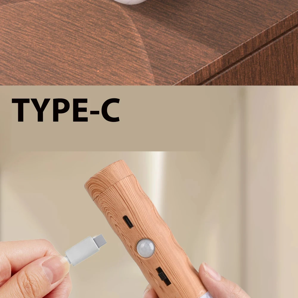 USB LED Wood Night Light Magnetic Wall Lamp Kitchen Cabinet Closet light Home Staircase Bedroom Table Move Lamp Bedside Lighting