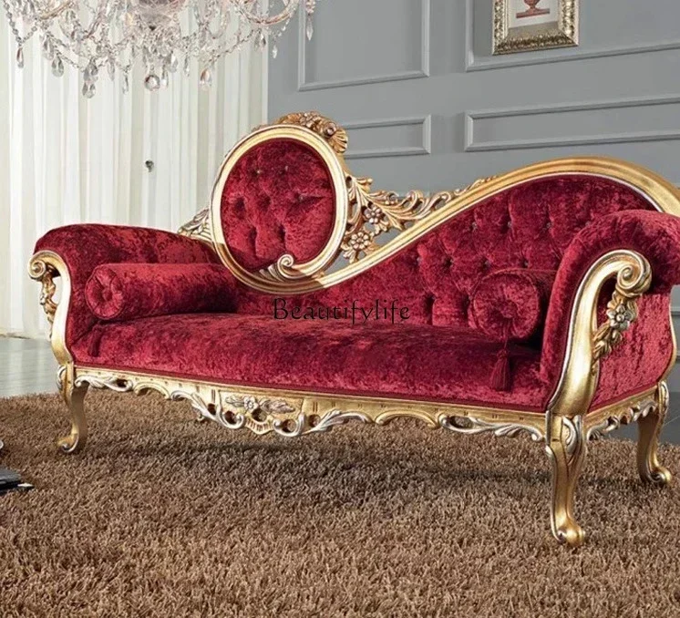 

LXAmerican solid wood carving flower concubine chair lazy sofa French romantic luxurySSS