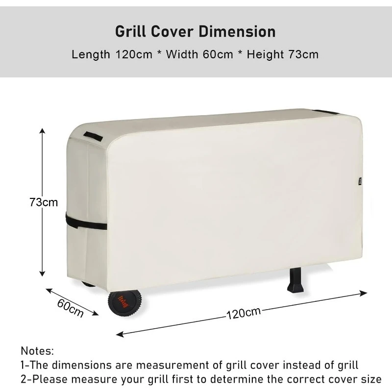 Outdoor Dining Cart Cover For Three-Shelf Movable Dining Cart Prep Table, Heavy Duty Waterproof Cover For Dining Cart, Beige