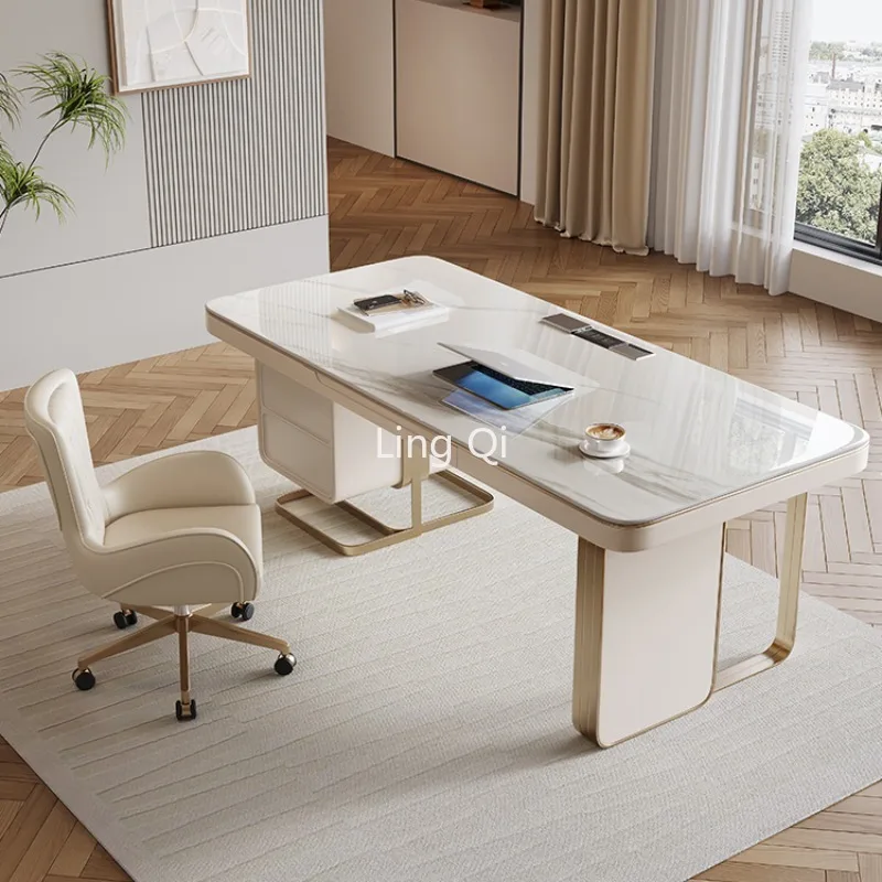 Cream Wind Desk Modern All Solid Wood Student Adult Home Nordic Luxury Double Computer Bedroom Female. Simple Large Apartment