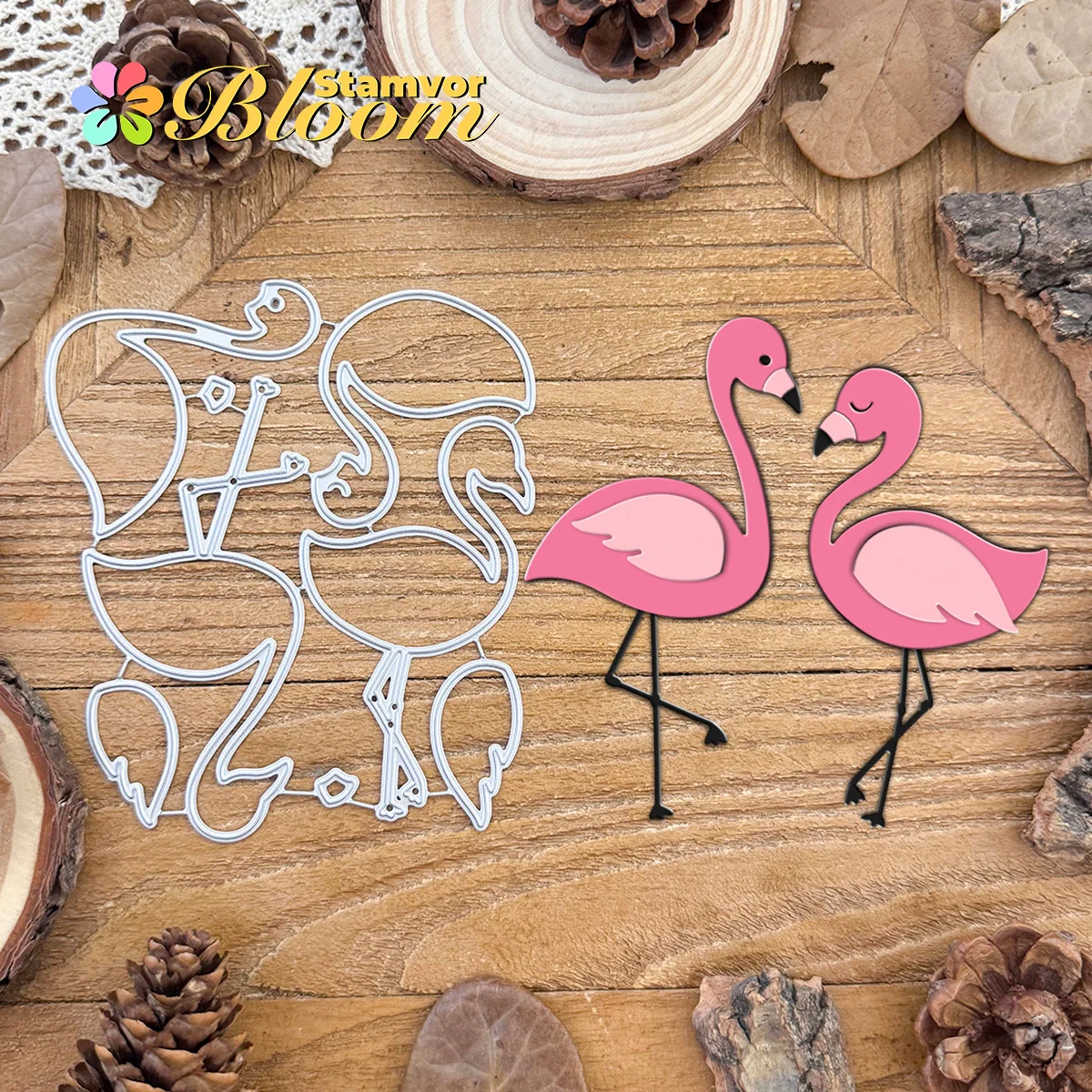 Original schöne Liebe Schichten Vögel Flamingos Metall Stanzformen Scrapbooking dekorative Prägung