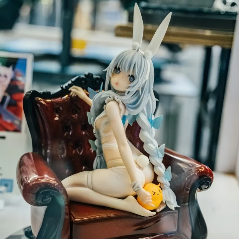 14cm Azur Lane Figure Mnf Le Malin Anime Figure White Rabbit Costume Figurine Models Statue Dolls Collection Toys Festival Gifts