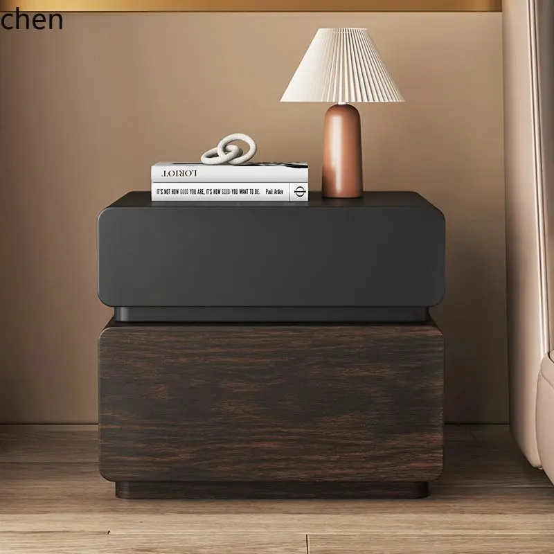 YFY   Creative Solid Wood Soft Pack Bedside Table Modern Walnut Home Bedroom Nightstand