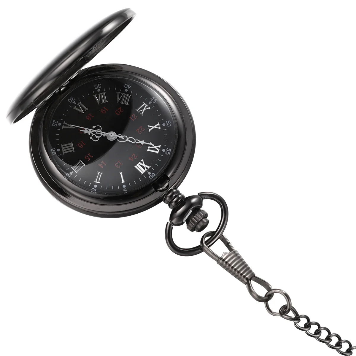 1개 블랙 스무스 포켓 워치 합금 쿼츠 레트로 디자인 롱 체인 착용 가능한 시계 남녀 모두에게 이상적인 선물 패션