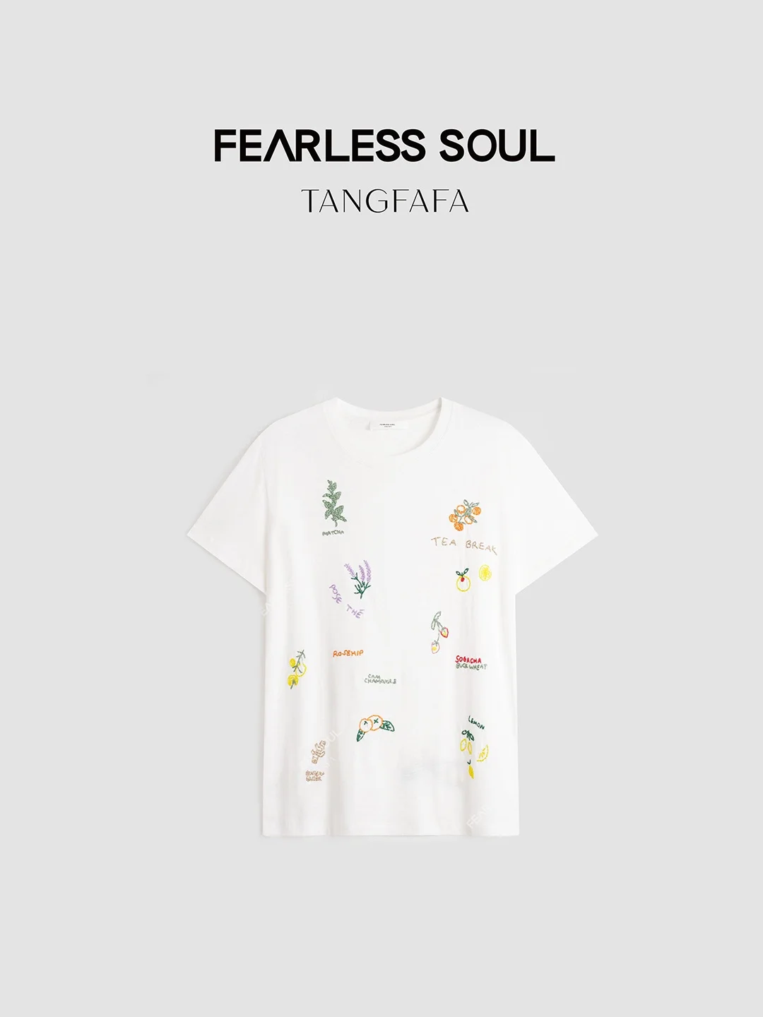 

Футболка Tfa 825FT306 с весенне-летним вышитым узором, с бамбуковыми элементами, однотонная, в стиле Ханьфу, с коротким рукавом, 100% хлопок, круглый вырез, повседневная.