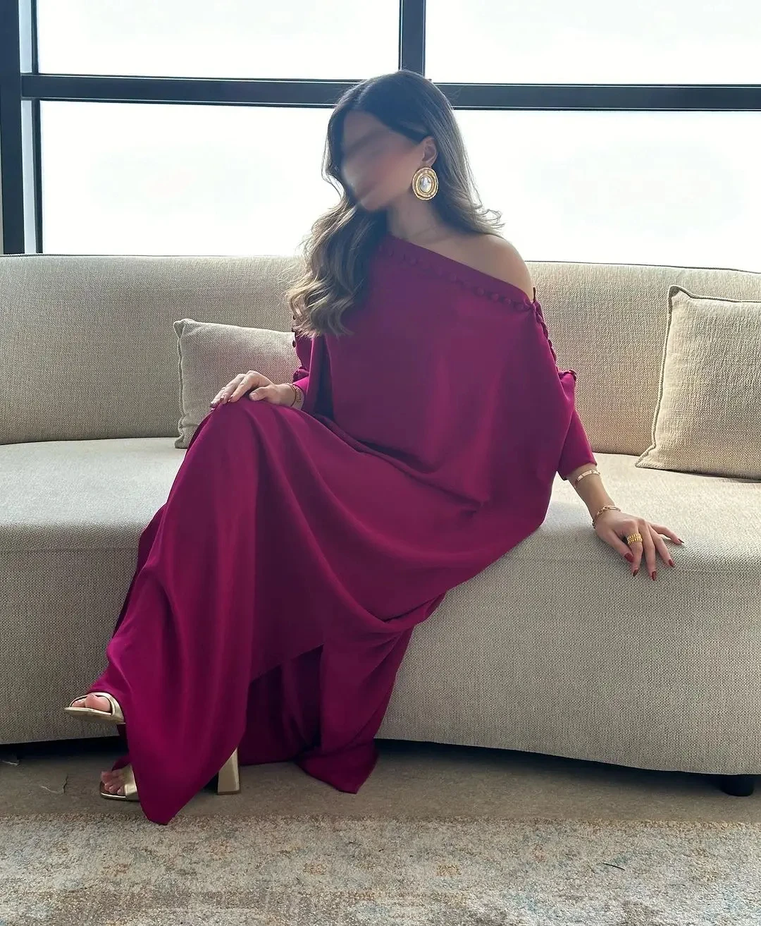 One Shoulder Prom Dresses Pleated Buttons Vintage Evening Dresses For Women Party Floor Length Saudi Arabia Long Sleeves 2024