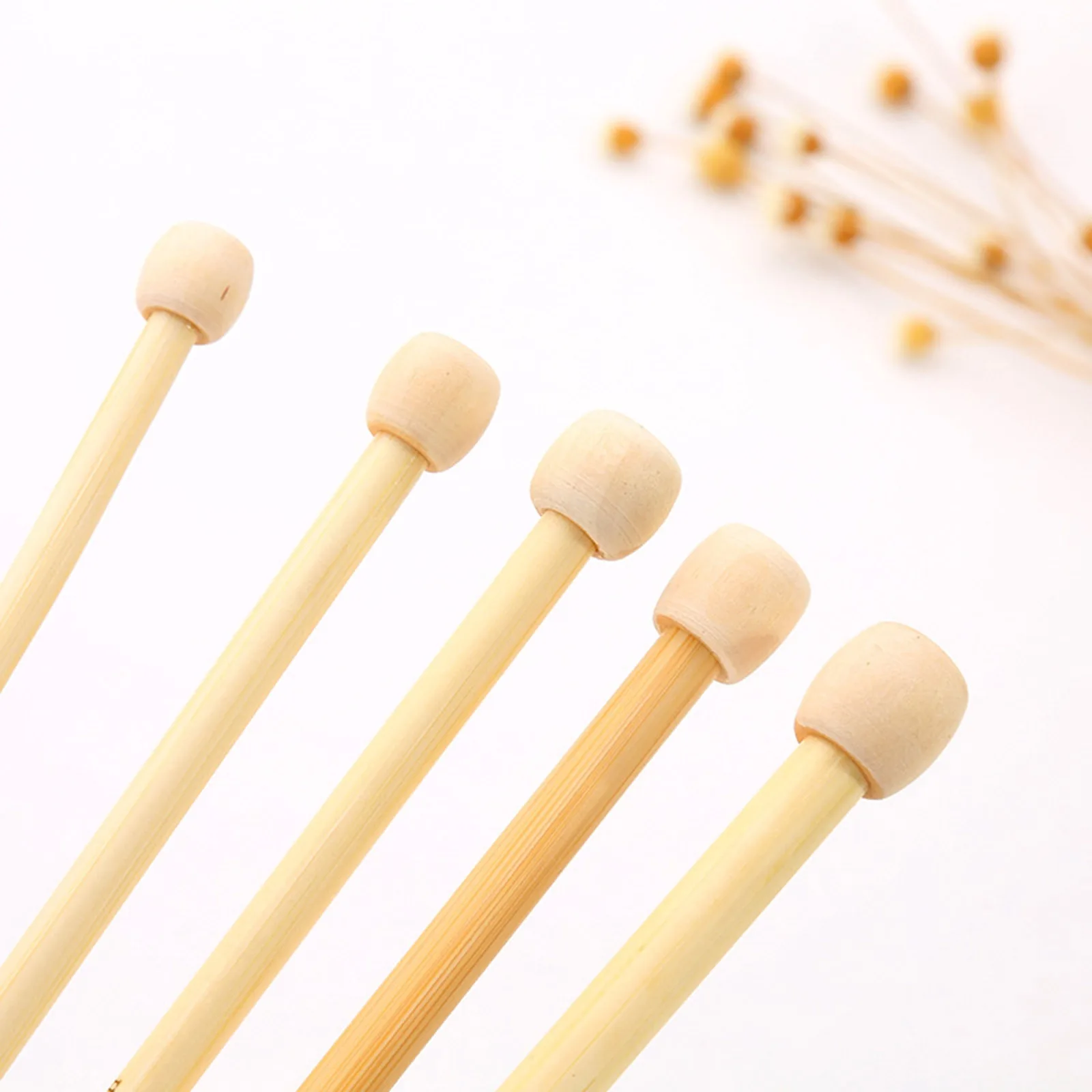 2pcs/Set Natural Bamboo Single Pointed Knitting Needles Straight Stick For Sweater Clothing Needles Knitting Tools 33cm Long