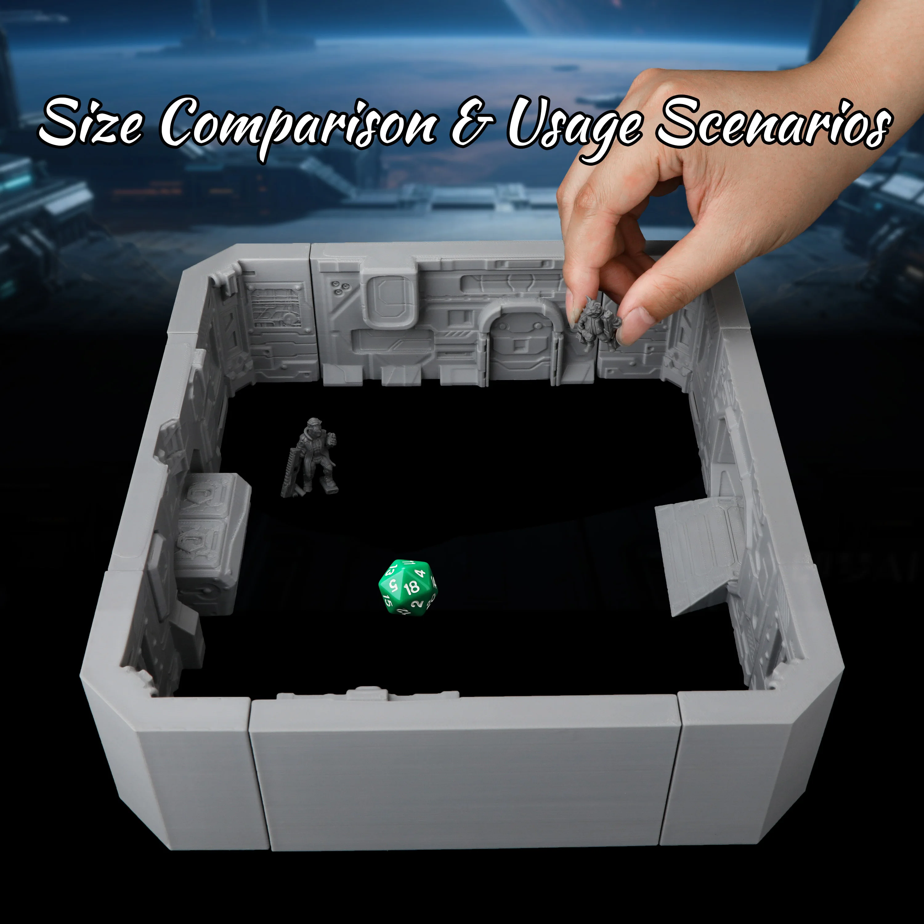Sci-Fi Wall Miniature Terrain Set for RPG Tabletop Games – Modular Fantasy Sci-Fi Walls for Spaceship Interior, Futuristic City