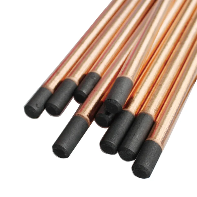 Air Carbon Arc Gouging Rods Copper Coated Round Flat Graphite Electrode For DC Gas Gouging Gun