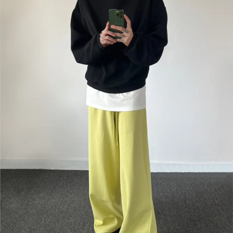 Wide Leg Pants Green Casual Hip Hop Skateboarding Pants Sweatpants