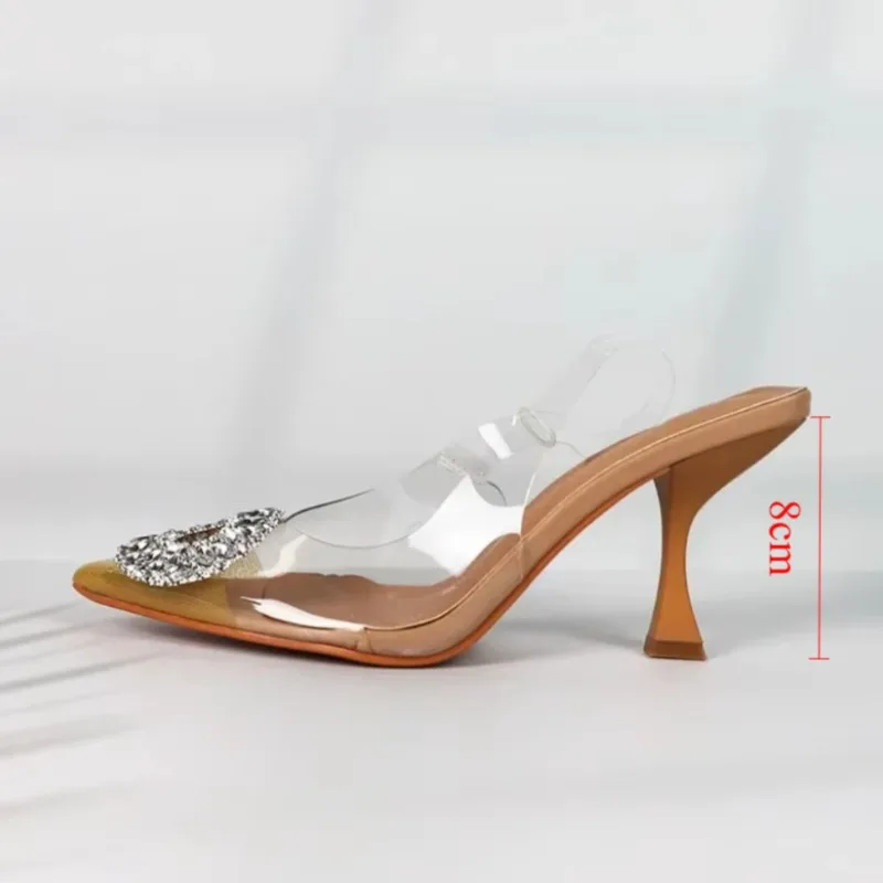 Pointed Women Shoes for Work Party High Heels Summer 2025 Ladies Sandals Shallow Sexy Transparent Female Crystale Stiletto
