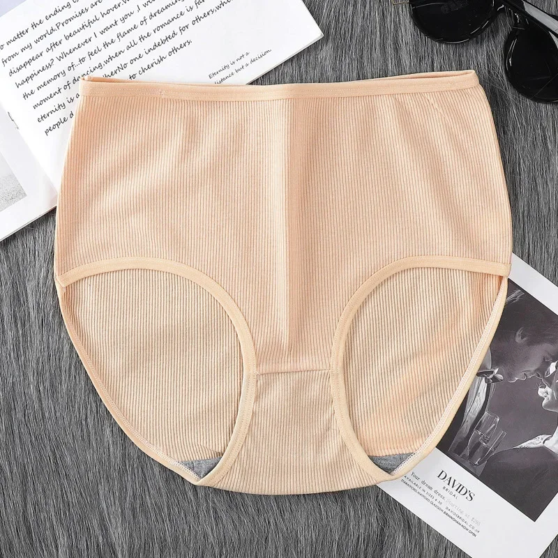 Bragas de talla grande para mujer, ropa interior de Color sólido, pantalones de seguridad de tiro alto, lencería femenina sin costuras, calzoncillos