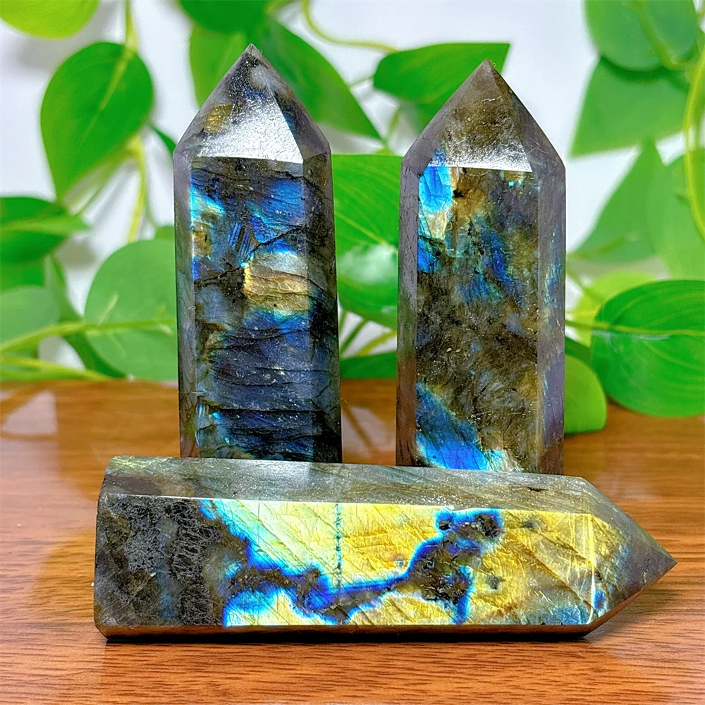 Labradorite Tower Point Wand Crystal Natural Stone Quartz Home Decoration Minerals Reiki Craft Gemstone Energy Healing Spiritual