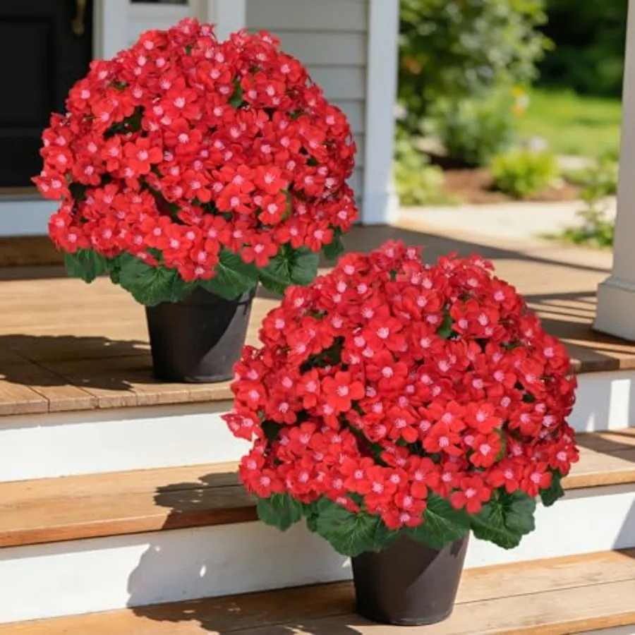 

Artificial Plants Flowers Topiary Ball for Outdoor, 2 Pack Fake Silk Crabapple Flower Plant Bushes, UV Resistant Realistic Plan