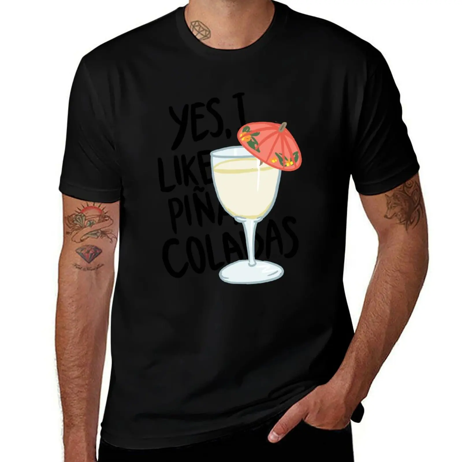 Футболка Pina Colada Song, тяжелые весы, возвышенные футболки больших размеров для мужчин, хлопковые