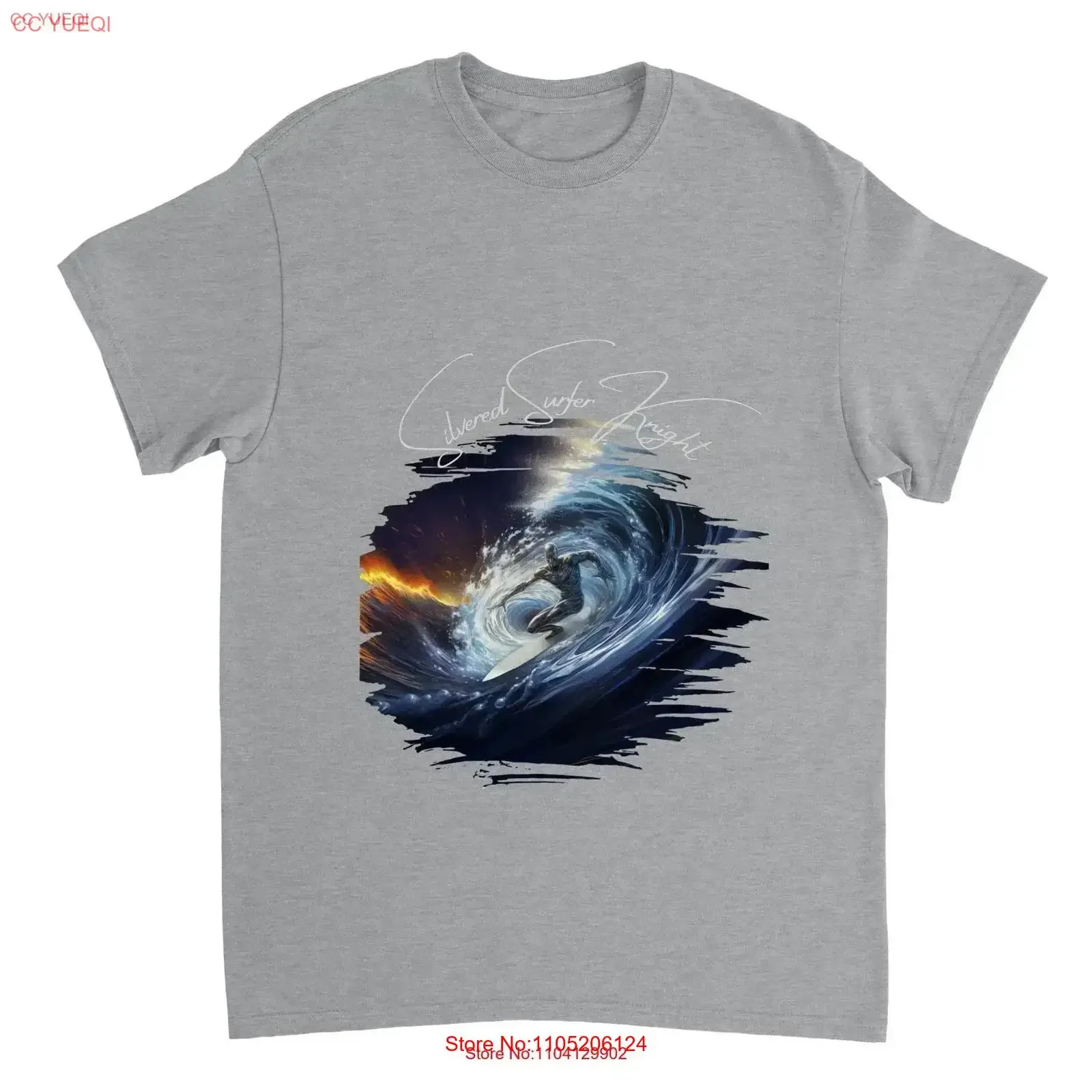 

Silvered Surfer Knight T shirt Surf vintage Washed Unisex Stylish designer clothes Comfortable homme Stretched Slightly