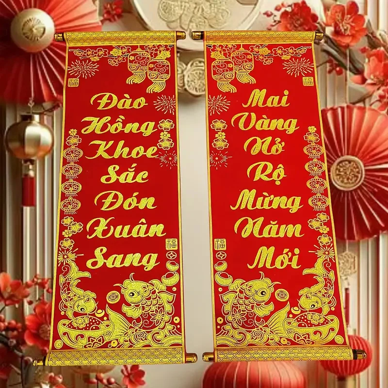 Non-woven Vietnamese Text Tet Decorations Spring Festival Wall Ornament Traditional Lunar New Year Hanging