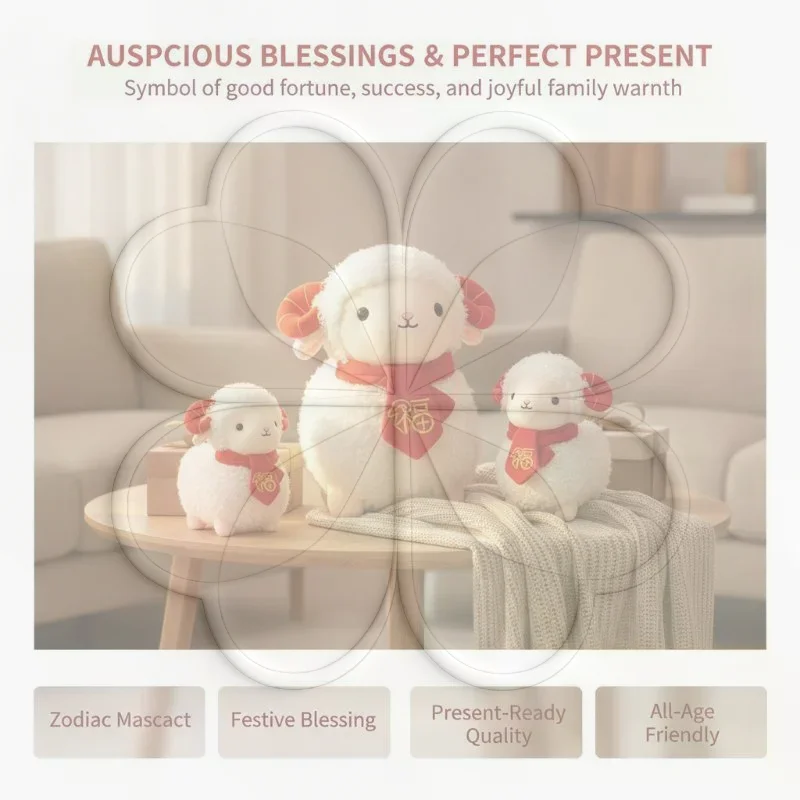 2027 Spring Festival Goat Mascot Figurine Cute Cartoon Sheep Ornament for Lunar New Year Gift Festive Home Decor