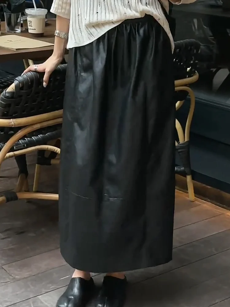 

Американская кожаная юбка свободного кроя средней длины, универсальная, для осени