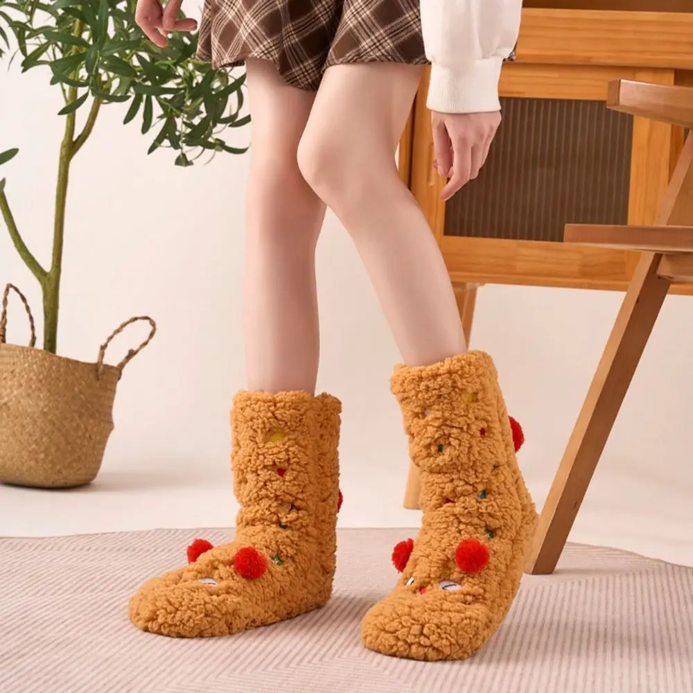 Cute Lambswool Floor Socks Embroidered Thickened Socks Cartoon Warm Sleep Socks Bedroom