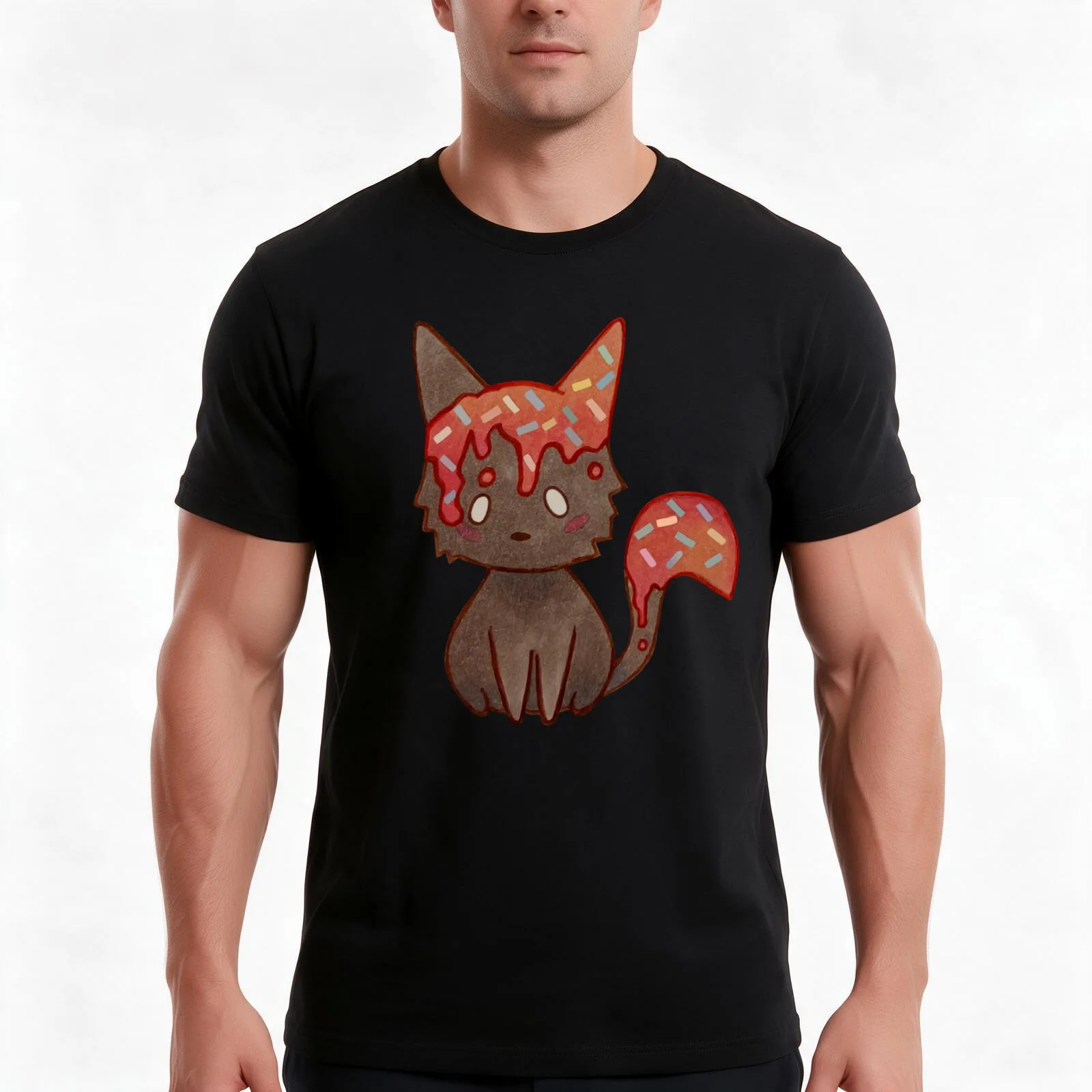 Sprinkle Fox. T-Shirt Summer Casual Cotton Tee Oversized Streetwear Tops Vintage Graphic Print Loose Fit Short Sleeve