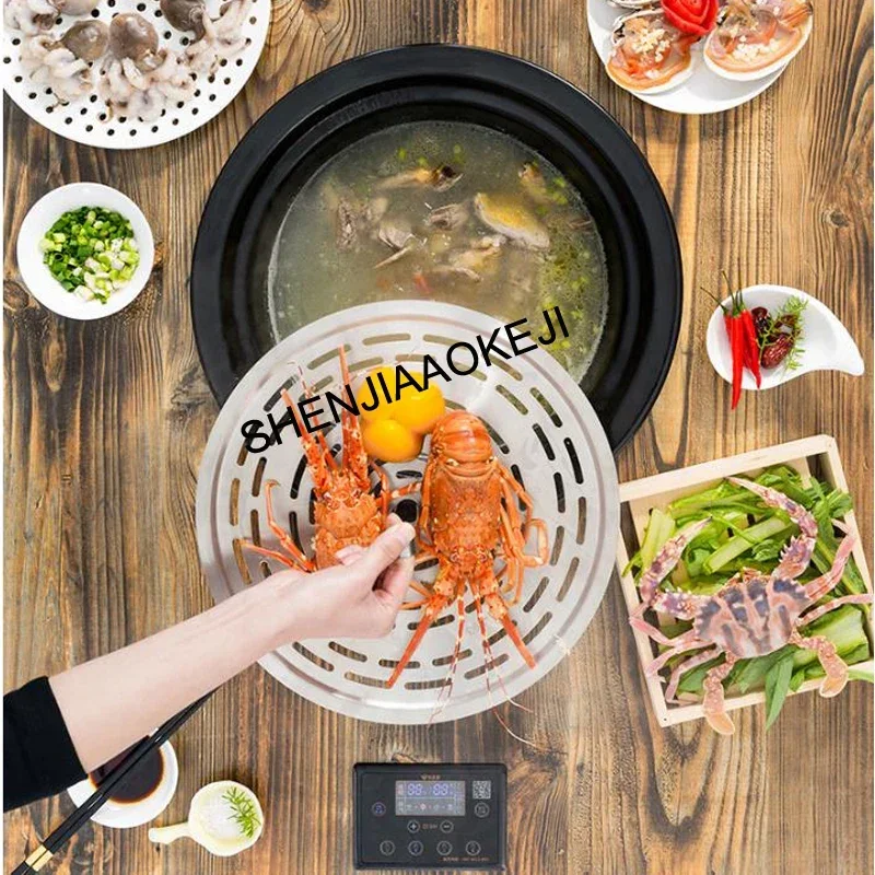 Steam Pot Slow Cooker Ceramic Steam Seafood Pot 3.5L/hour Ousehold Multifunctional Upper Steamed and Under Boiled