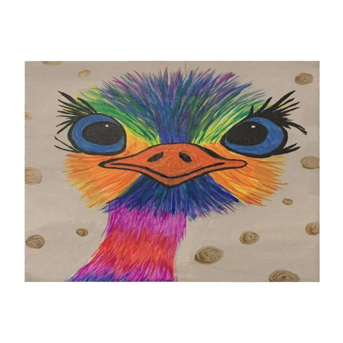

colorful painting of emu Throw Blanket Soft Personalized Gift Bed linens Furry Blankets