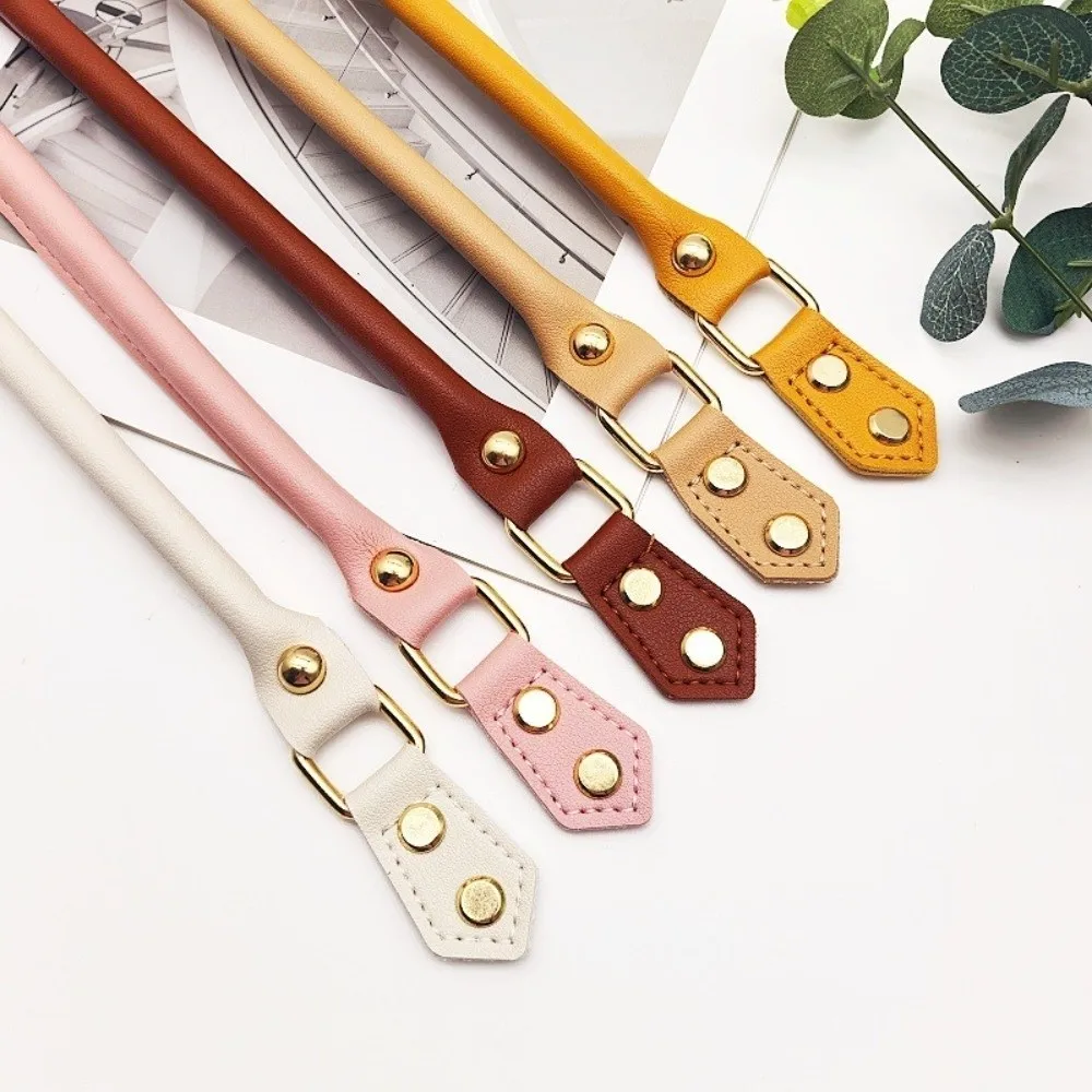 1pair Soft DIY Leather Handle Gold Snap Detachable Leather Bag Strap DIY Craft Handbag Rivet Design Bag Top Handle Bag