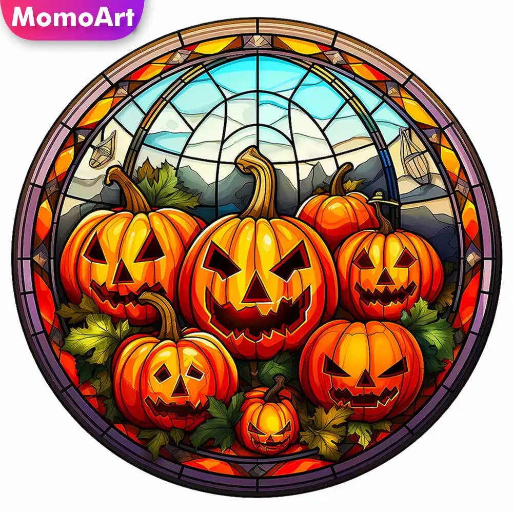

Momoart Cross Stitch Pumpkin Scenery 11ct Partial Bead Embroidery New Collection Cartoon DIY Halloween Gift