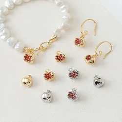 14K Gold Plated Red Pomegranate Charms Fruit Garnet Pendant  For Woman Zircon Earrings Necklaces Jewelry Accessories