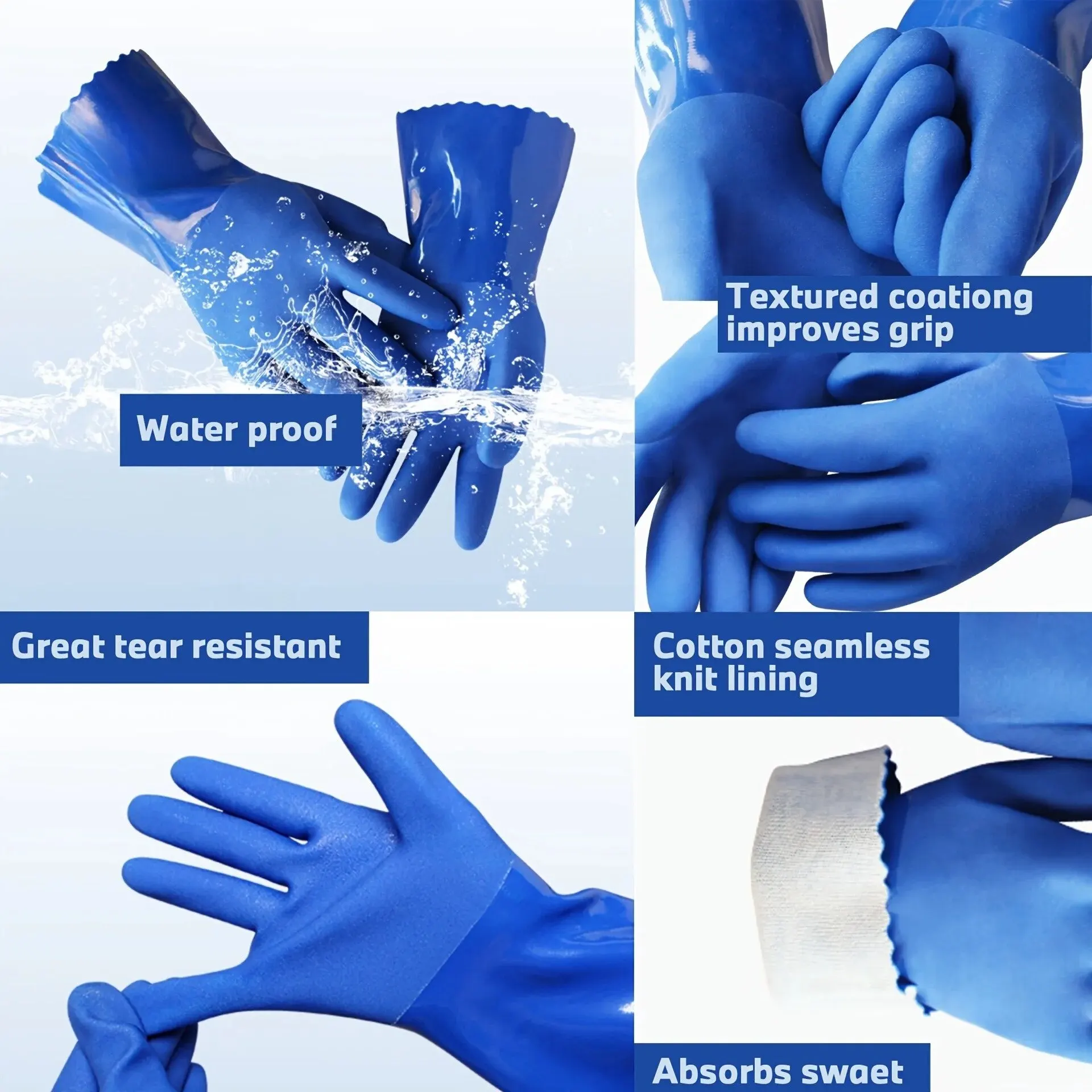 Premium PVC Work Gloves: Waterproof, Oil & Chemical Resistant, Anti-Slip, Thickened for Durable Hand Protection