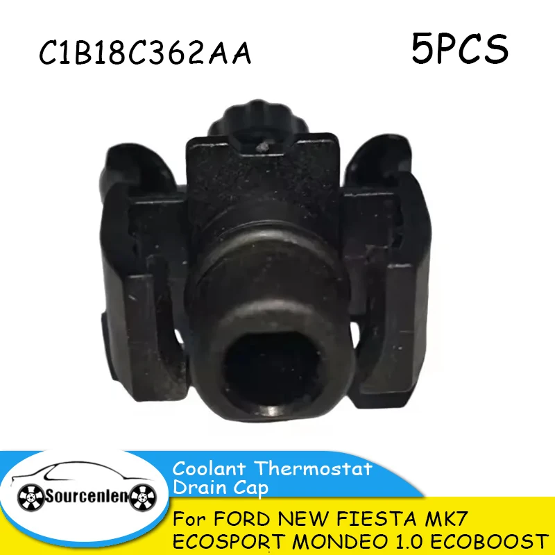 C1B18C362AA 5 PEÇAS Novo Flange de Válvula de Drenagem do Termostato de Líquido Arrefecedor PARA FORD NEW FIESTA MK7 ECOSPORT MONDEO 1.0 ECOBOOST