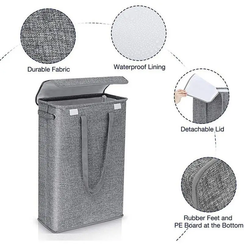 Thin Laundry Basket with Cover Dirty Clothes Storage Baskets Multi-Function Laundry Hampe Household Organizers Storage Bags