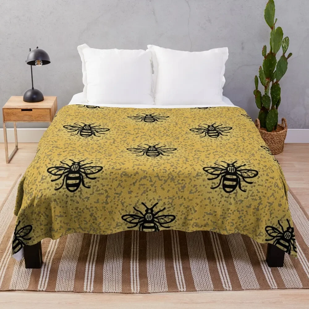 

Manchester Bee Print Throw Blanket All Season Lightweight Soft Blanket for Bed
