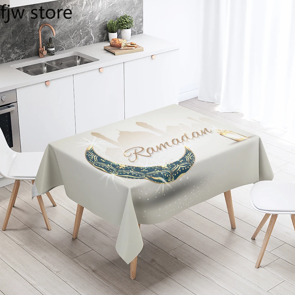 Ramadan Kareem Home Decoration Tablecloth Islamic Muslim Mosque Decoration Tablecloth Waterproof and Stain Resistant