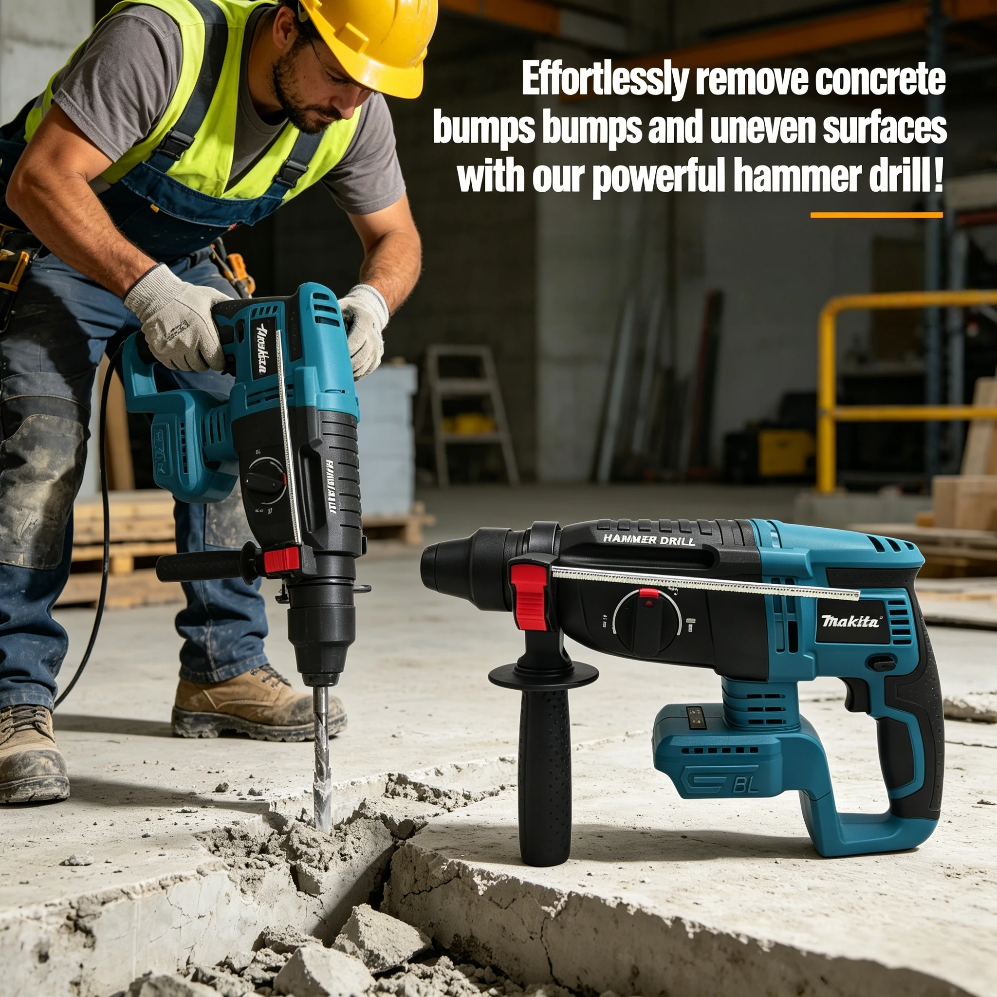 Makita Original 18V 26MM Brushless Hammer Drill, Cordless Lithium Electric Drill Power Tool（tool without battery）