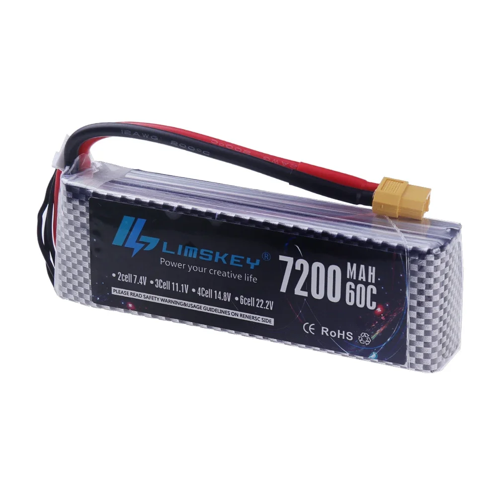3S 7200mAh 11.1V 60C Lipo battery Suitable for Toys Drones Remote control Cars Boats Aircraft
