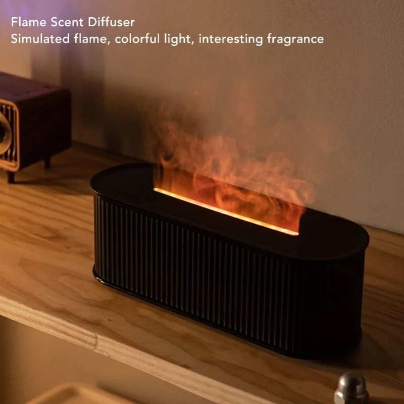 Scent Diffuser Desktop Humidifier Essential Oil Fragrance Machine For Bedroom Office 7 Colors Flame Timing Function