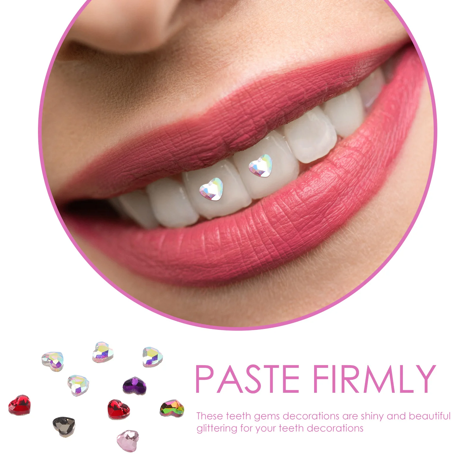 10 pçs coração cristal dente gemas decorativas dentes jóias para mulheres chá de panela boate festa de aniversário moda